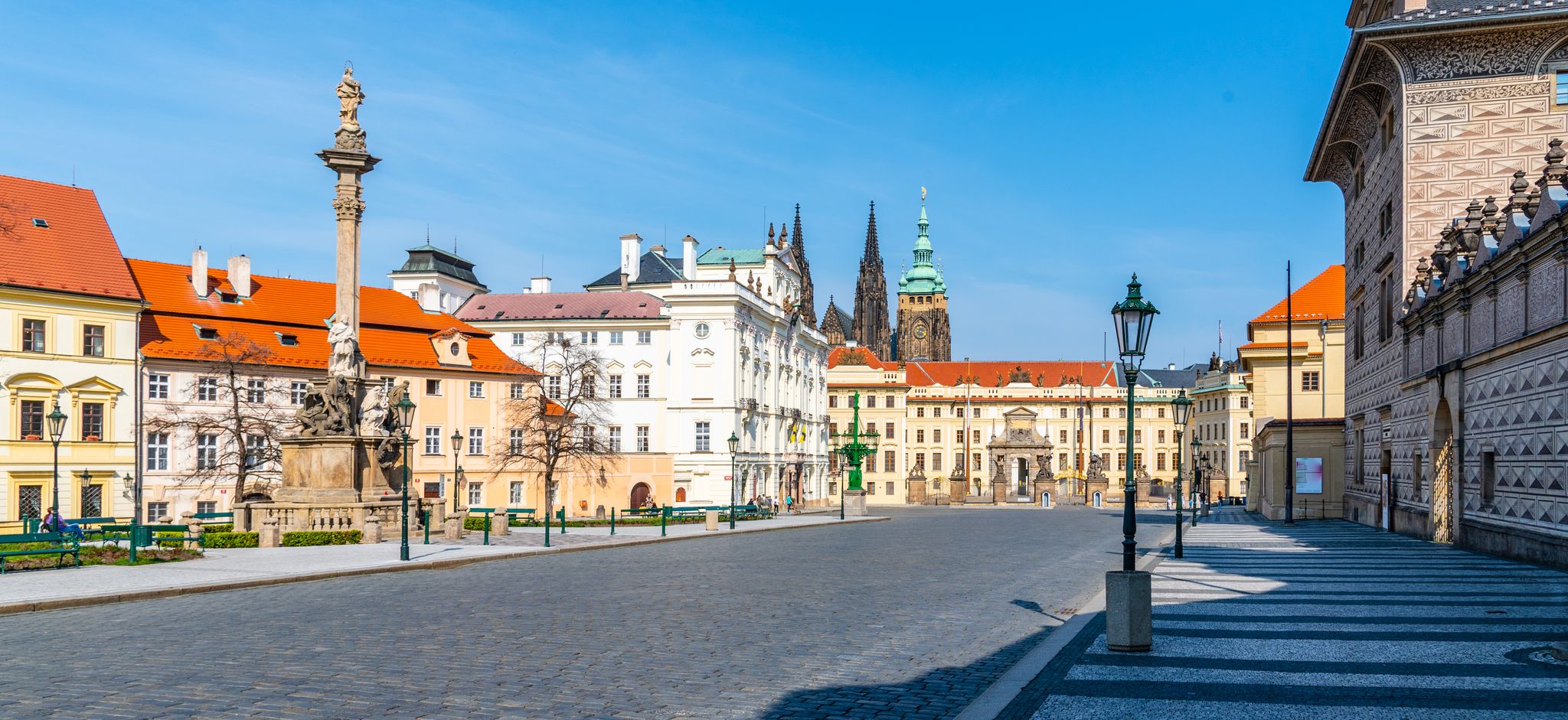 Photo of Hradcany Square near Prague Castle, Prague, Czech Republic.