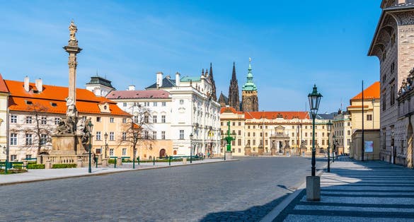 Photo of Hradcany Square near Prague Castle, Prague, Czech Republic.