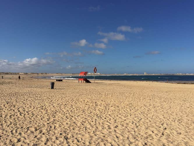 Photo of beautiful beach of Ferrel, Peniche in Portugal.