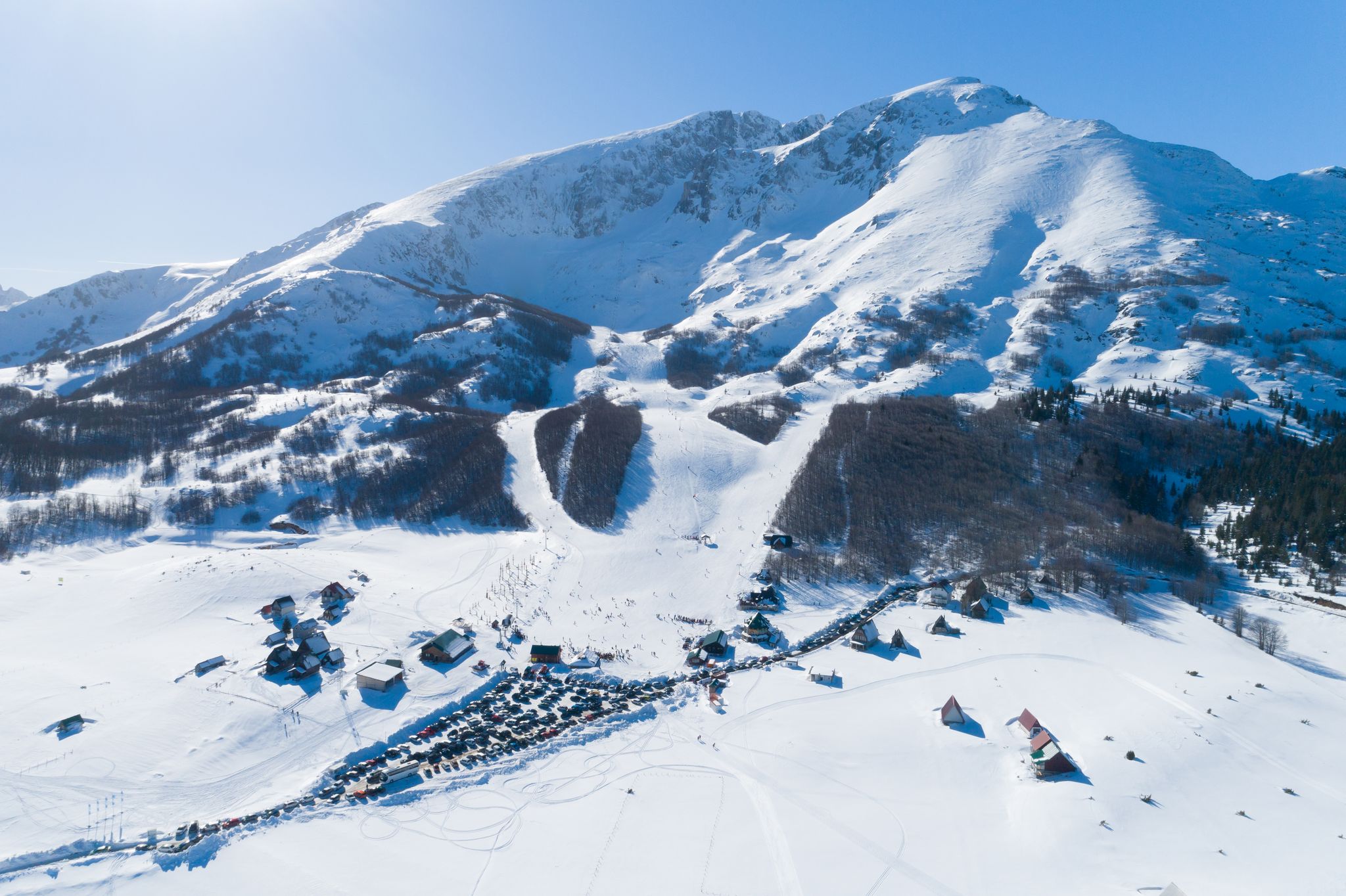 snowy slopes of Savin Kuk ski resort in Montenegro