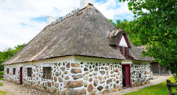 Photo of a traditional house in the Funen farming village, Odense, Denmark.