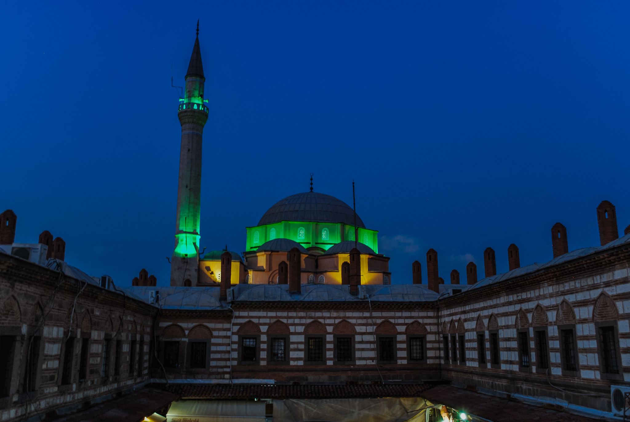 photo of Hisar Mosque at night in Izmir, Turkey.