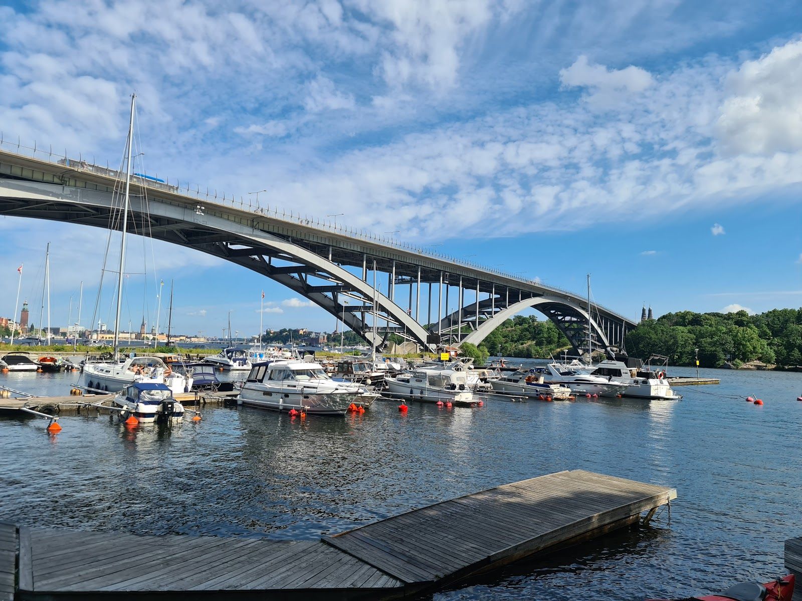 Stockholm old town (Gamla Stan) cityscape from City Hall top, Sweden.