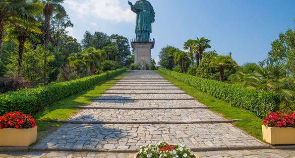 San Carlo Borromeo colossus in Arona town, Novara province, Maggiore lake, Piedmont region, Italy. It is a statue over 30 meters high located in Arona.