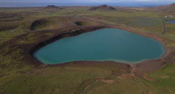 photo of view of The Graenavatn is a small lake on the Reykjanes Peninsula, Iceland.