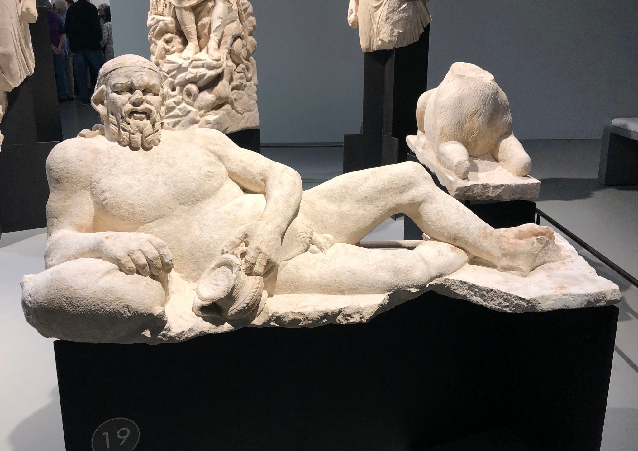 Reclining portrait of Silenus. limestone - 2nd century.