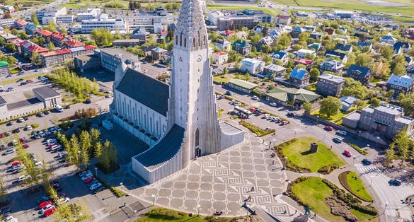 Photo of modern Iceland Reykjavik architecture.