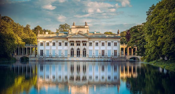 Photo of royal Palace on the Water in Lazienki Park, Warsaw, Poland.