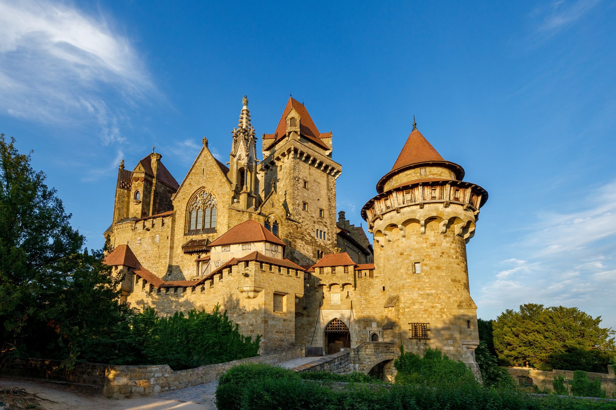 Photo of the most beautiful and well preserved medieval castles of Europe - Kreuzenstein castle in Austria.