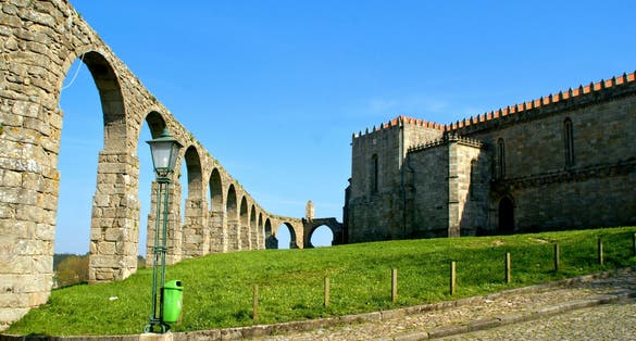 Old aqueduct & Santa Clara's Monastery in Vila do Conde, Portugal