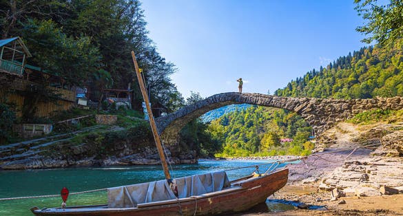 Photo of Makhuntseti bridge in Keda District of Ajara in village of Makhuntseti, Georgia. 