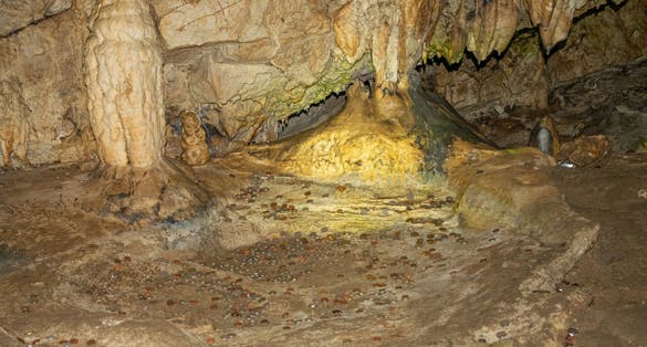 Photo of Stalactites and stalagmites in Valea Cetatii Cave, Rasnov, Romania .