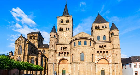 Photo of Trier Cathedral or Trierer Dom St. Peter and Liebfrauenkirche or Church of Our Lady in Trier city in Germany.