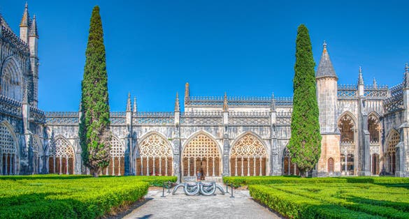 Courtyard of the Batalha monastery in Leiria District ,Portugal