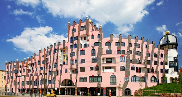 photo of view  The Green Citadel of Magdeburg, built in 2005 , Magdeburg, Germany.