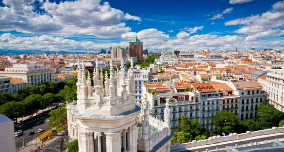 Photo of aerial  panoramic view of Madrid, Spain.