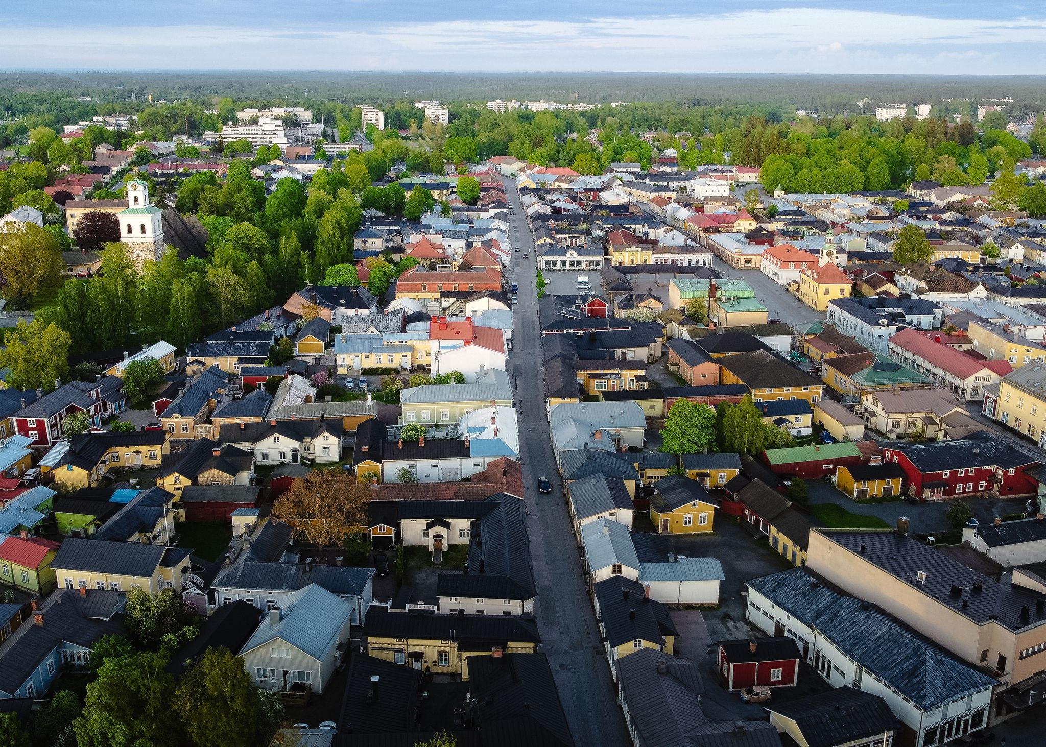 Photo of aerial view of old Rauma in Finland.