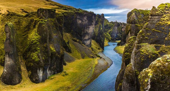photo of view of The Majestic Canyon Fjaðrárgljúfur, Iceland.