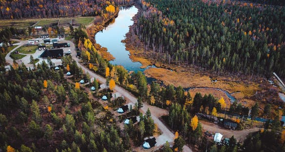 Photo of aieral view of Ivalo, Lapland.