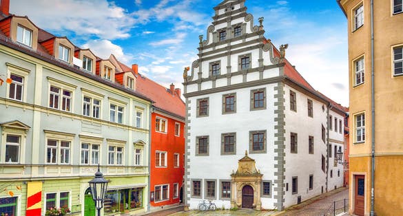 Marvelous view on cityscape of Meissen town on the River Elbe. Location: Meissen, Saxony, Germany, Europe.