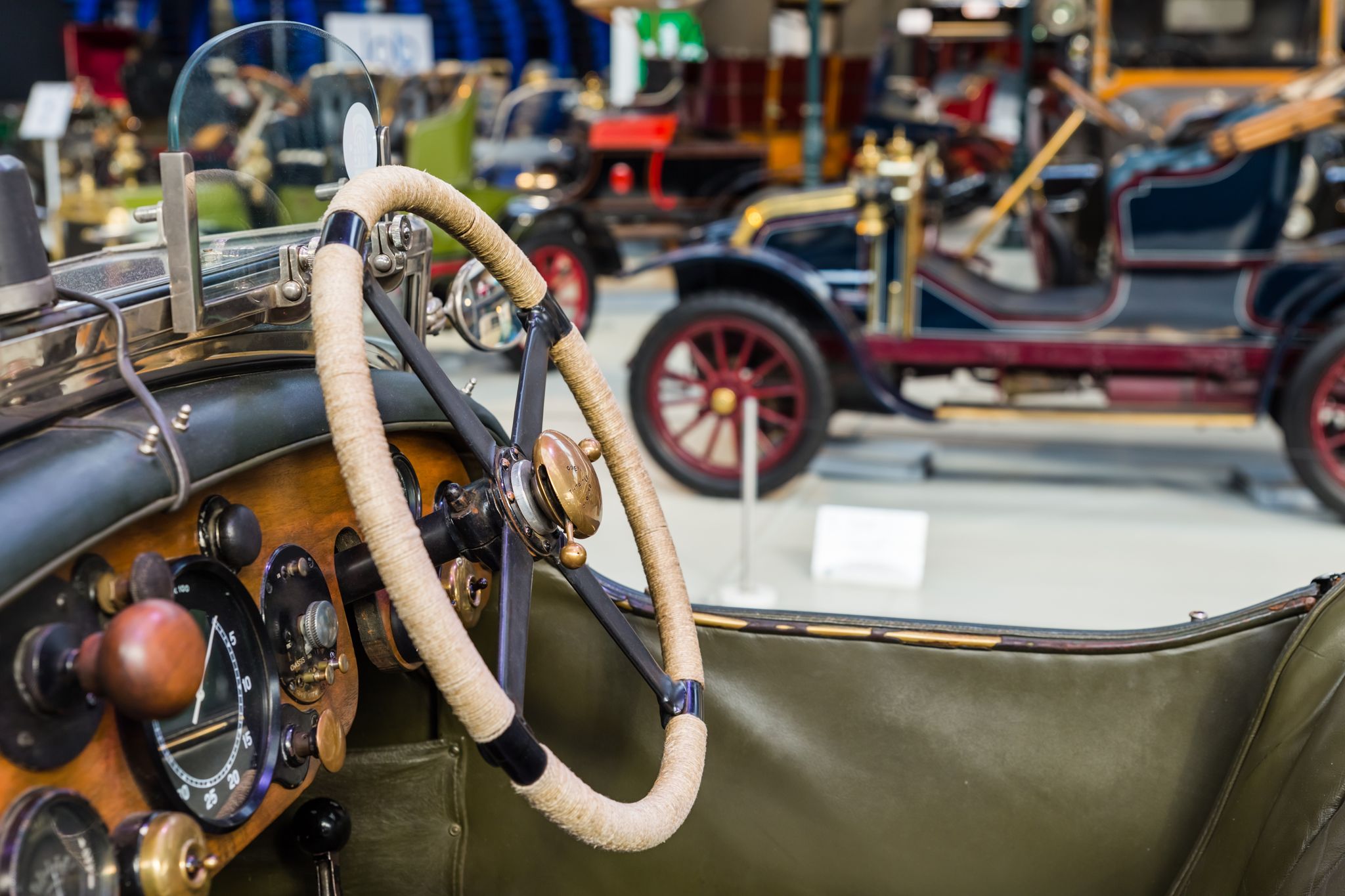 Photo of details of vintage car at the Autoworld Exhibition, Brussels, Belgium.