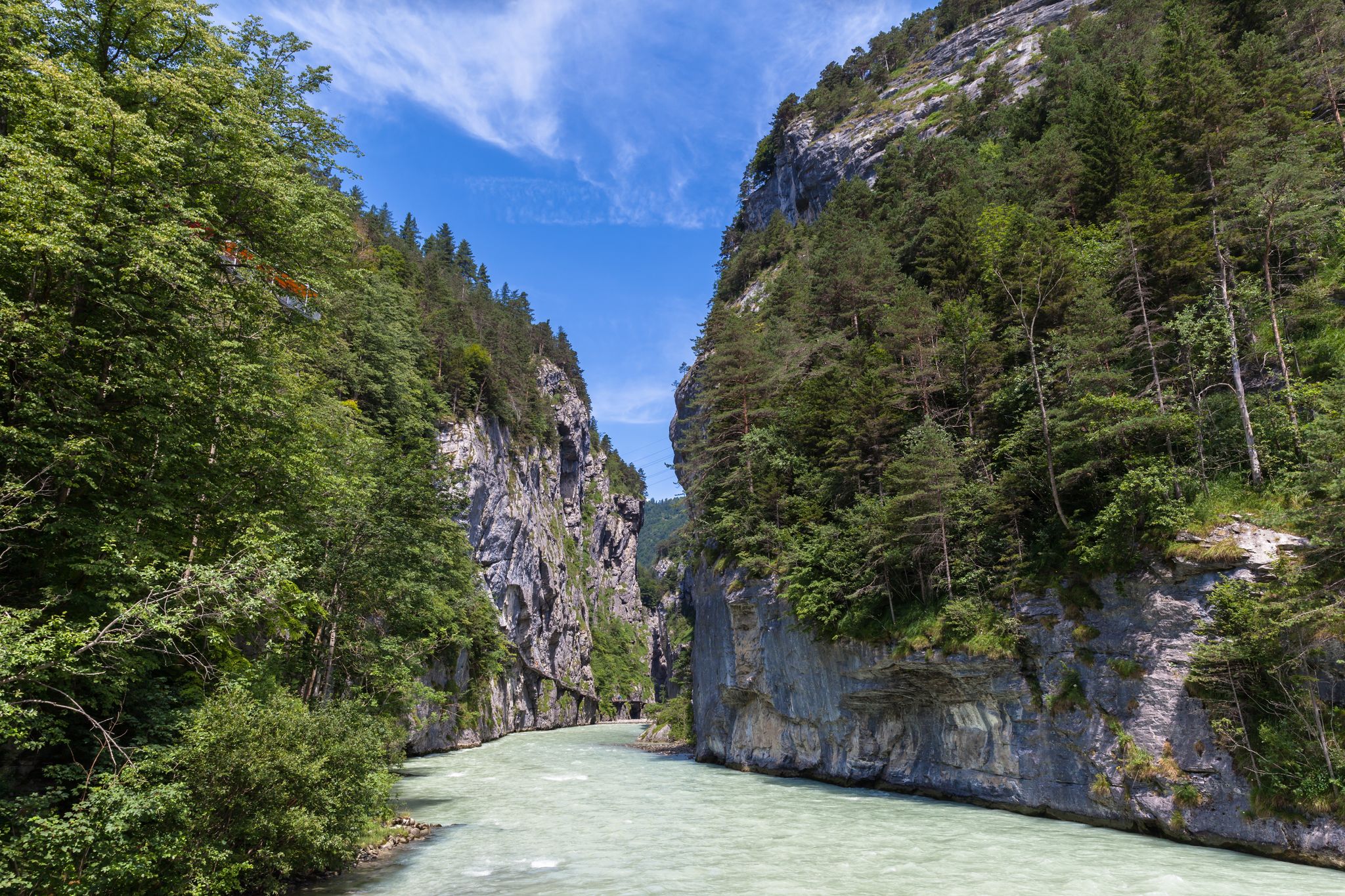 photo of the east entrance of Aare Gorge in Hasli valley on Meiringen, Switzerland.