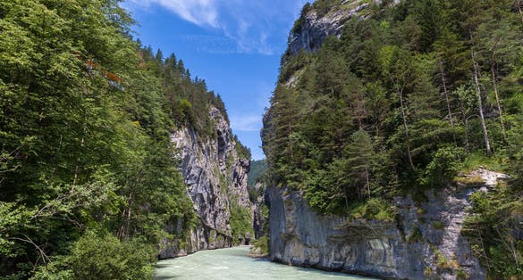 photo of the east entrance of Aare Gorge in Hasli valley on Meiringen, Switzerland.