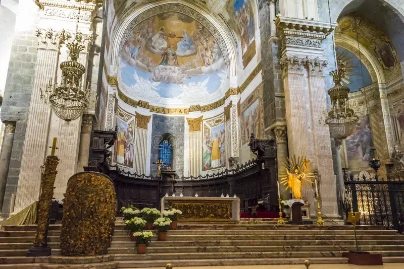 photo of view Interior of Metropolitan Cathedral of Saint Agatha in Catania, Italy.