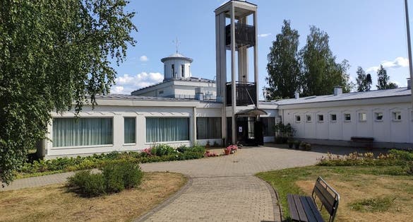 Photo of the Lintulan Pyhän Kolminaisuuden luostari in summer, Palokki, Heinavesi, Finland.