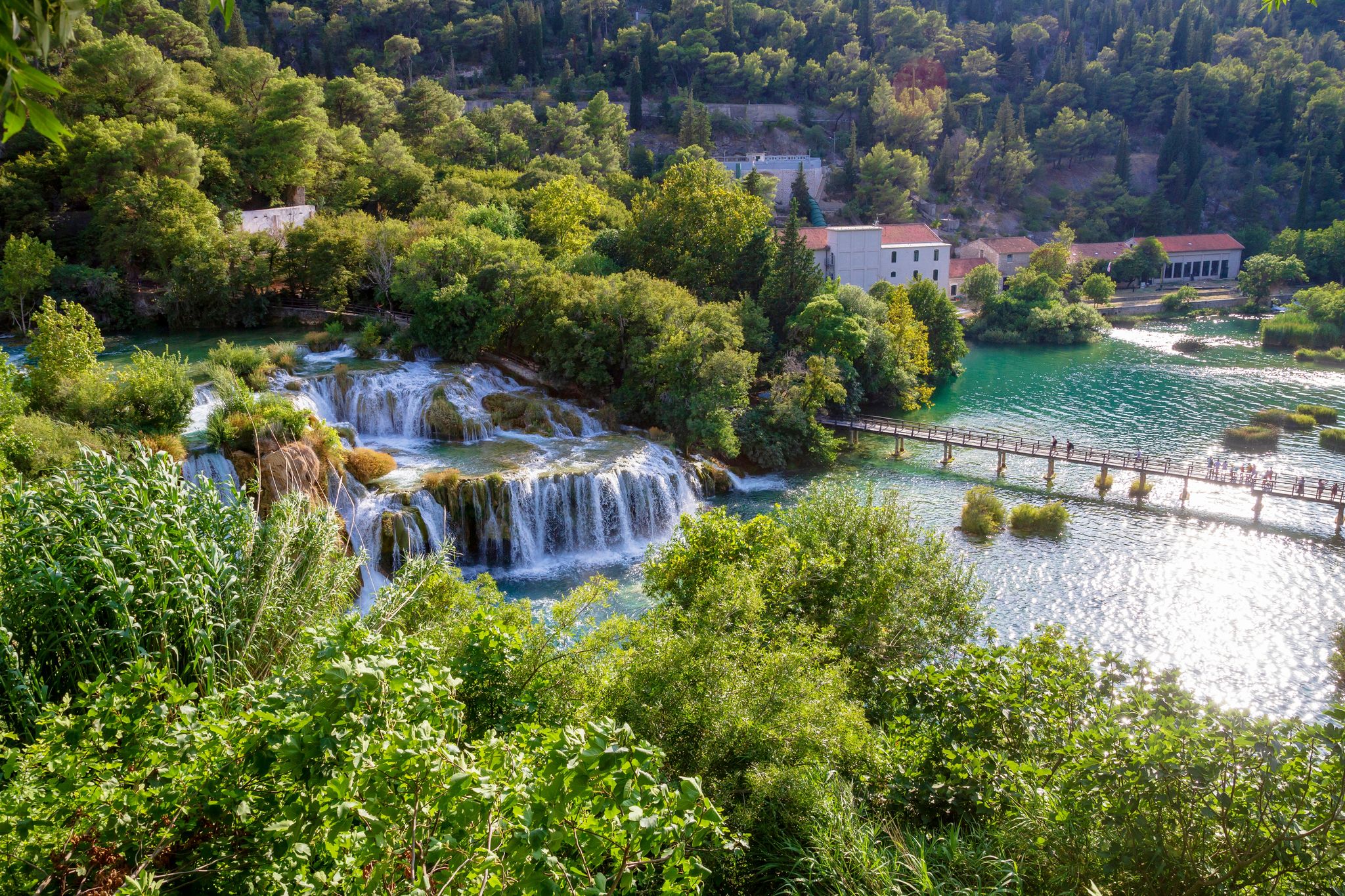 Photo of aerial view of Skradinski buk waterfall in Krka national park, Croatia.