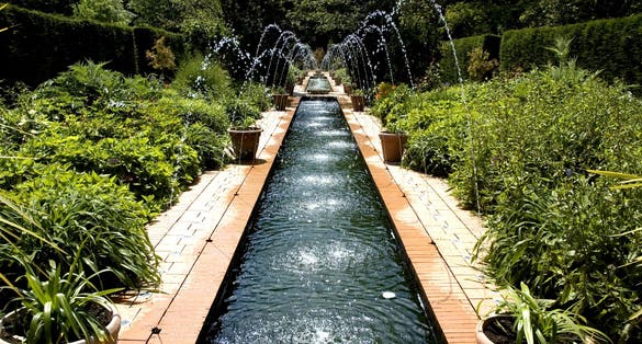 Fountains in Roundhay park, Leeds, UK.