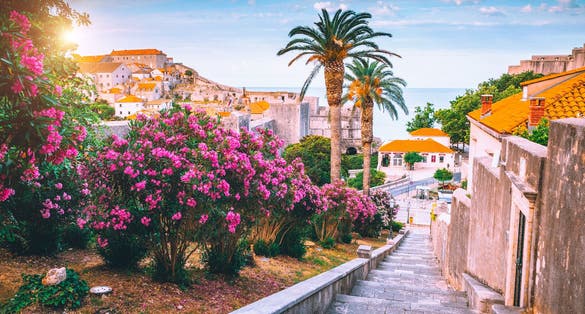 Photo of splendid view at famous European city of Dubrovnik on a sunny day, Croatia.