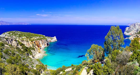 Photo of most beautiful beaches of Crete island ,Istron bay near Agios Nikolaos. Greece.