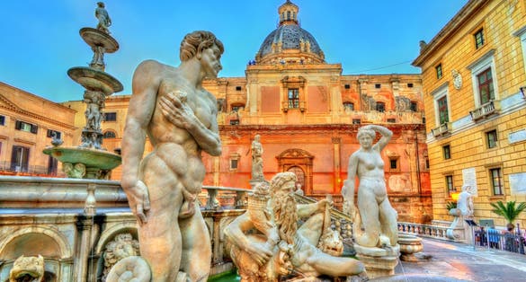 photo of Fontana Pretorian with nude statues in Palermo - Sicily, Italy .