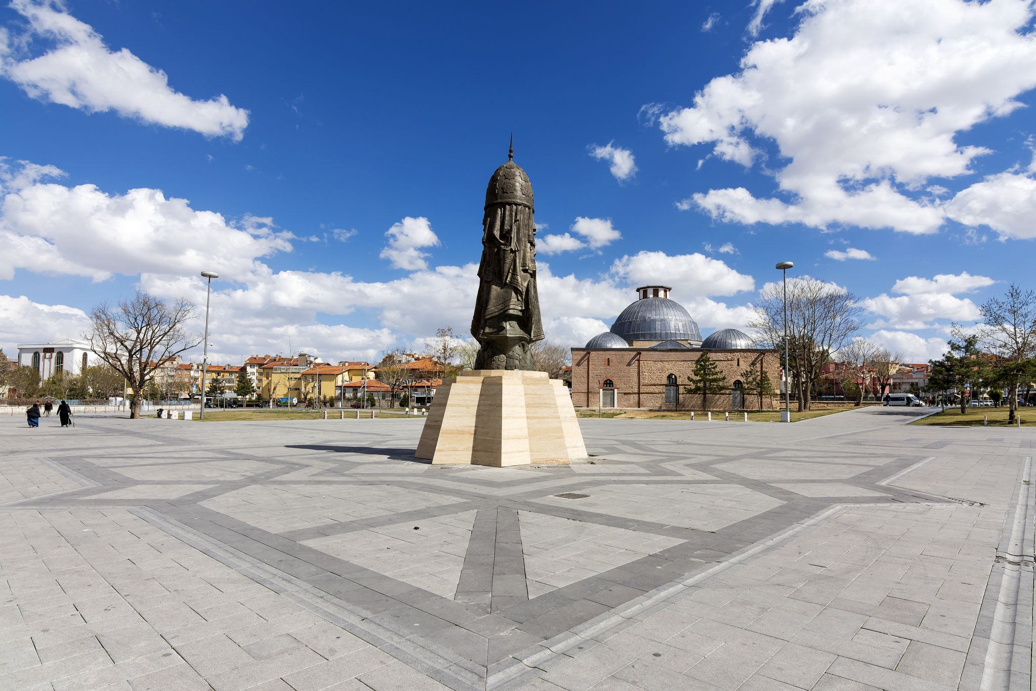 photo of square and Karatay Madrasa background in Konya.
