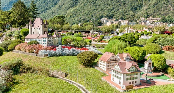 photo of Swiss miniature park in Melide, is an open-air museum with the most important Swiss buildings and means of transportation.