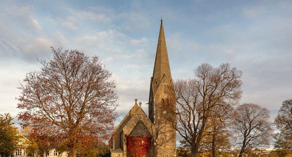 The Vålerenga Church in Oslo, Norway. Designed in the National Romantic style, built in late 19th century, and consecrated in 1902.
