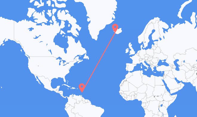 Saint Lucia to Reykjavik