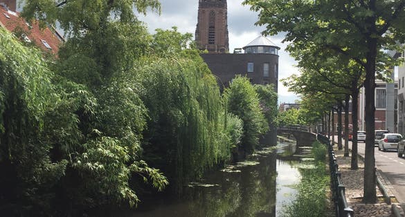 photo of Onze Lieve Vrouwetoren which means the tower of our lady in the ancient dutch city of Amersfoort in summer in the Netherlands.