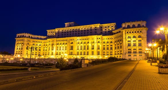 Photo of Parliament, The People's house in Bucharest, Romania in a summer night.
