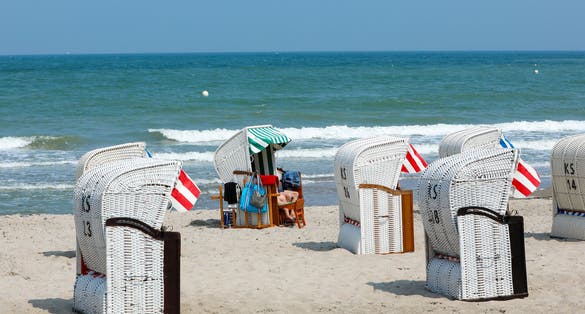  swinoujscie, poland, Beach baskets on a sandy beach during your vacation.