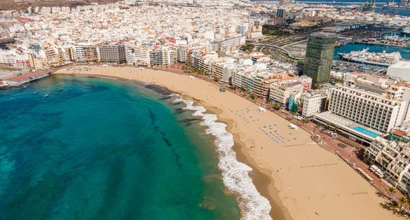 photo of aerial view on Las Palmas de Gran Canaria, the Capital city of the Canary Islands, Spain.