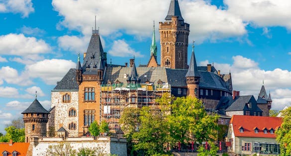 Medieval Wernigerode castle over old town, Germany