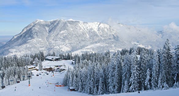 Photo of winter ski landscape in Garmisch-Partenkirchen in Germany.