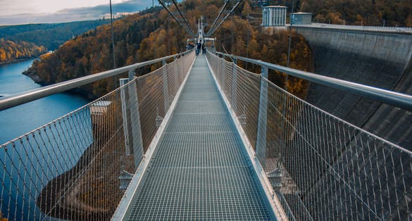 photo of view of Titan RT suspension bridge in Harz Mountains, Germany.