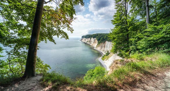photo of view of Chalk cliffs on the Island of Rügen (Ruegen), Mecklenburg-Western Pomerania, Germany.