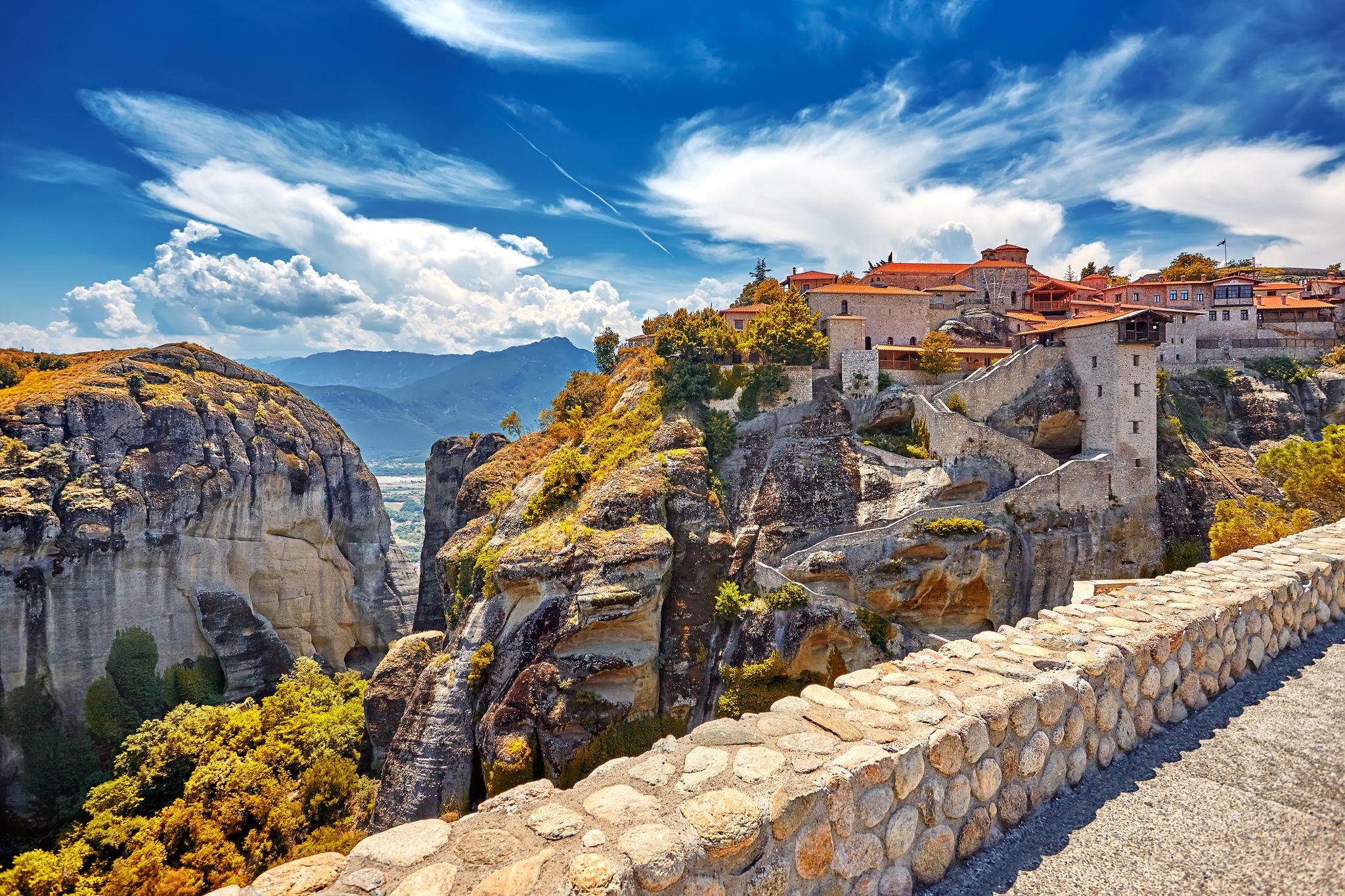 Photo of the Great Monastery of Varlaam on the high rock in Meteora, Meteora monasteries, Greece.