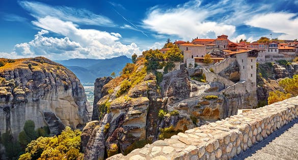 Photo of the Great Monastery of Varlaam on the high rock in Meteora, Meteora monasteries, Greece.