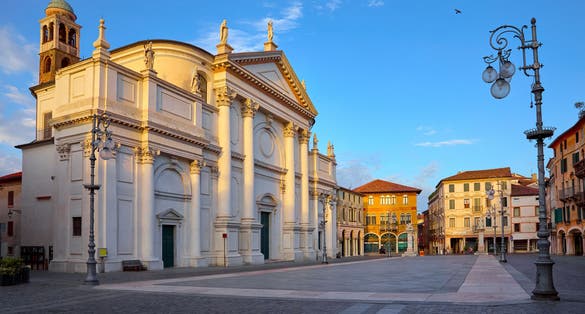 Photo of church saint John on freedom square ,Bassano del grappa, Italy.