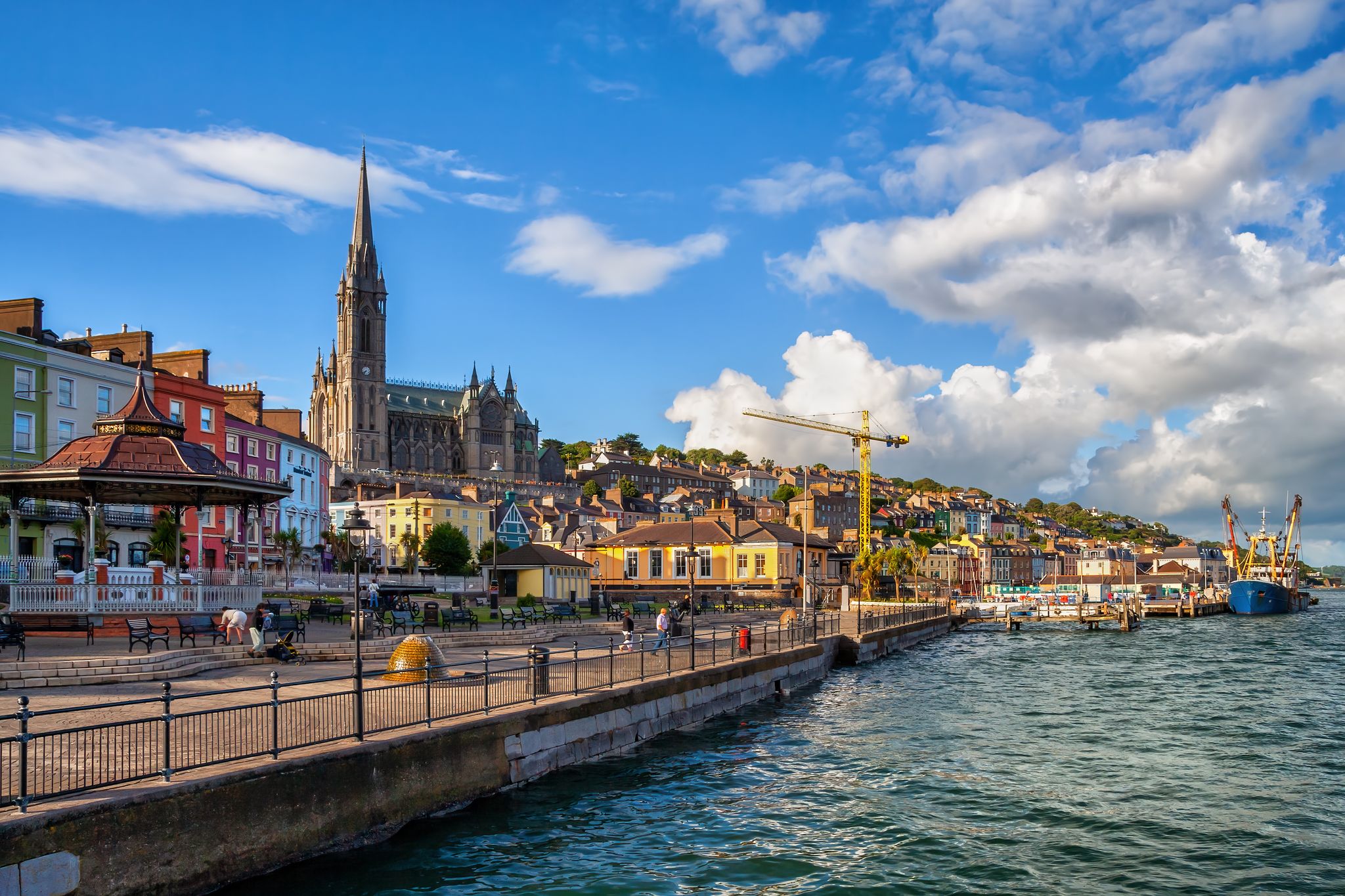 Photo of Town of Cobh in Ireland, skyline by the sea, scenic seaport in south coast of County Cork.